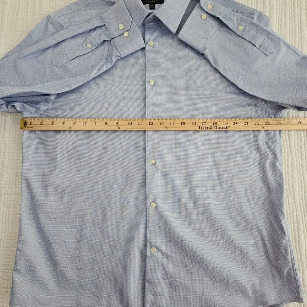 Banana Republic Shirt Men's XL‎ Blue Untucked Fit Wrinkle Resistant Long Sleeve